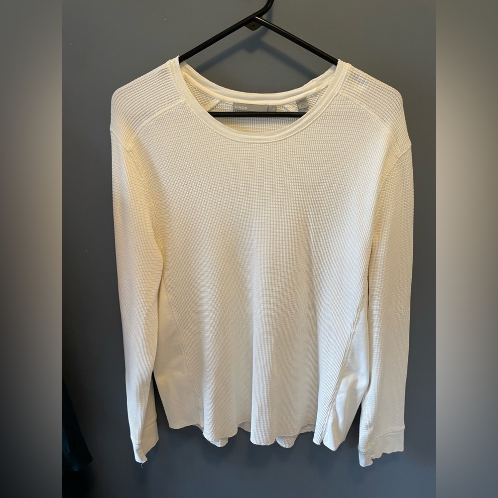 Vince mens regular fit waffle knit cotton blend crewneck - white - Large
￼